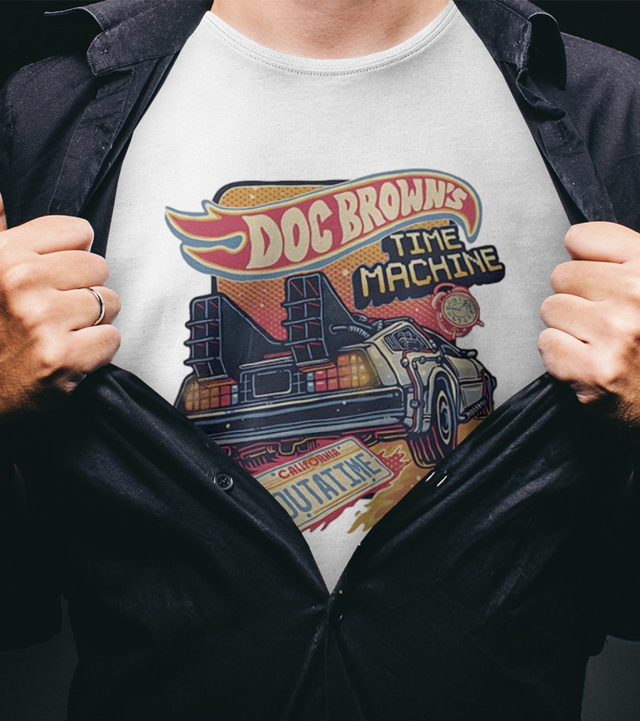 Doc Brown's Time Machine Outatime Back To The Future Retro Vintage Car T-Shirt
