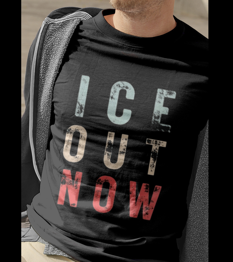 ICE Out Now Distressed T-Shirt