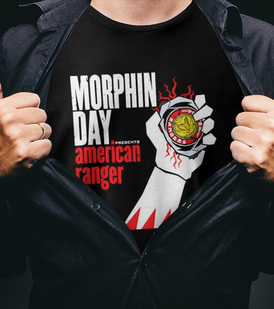 Power Rangers Morphin Day Presents American Ranger Power Coin Action T-Shirt