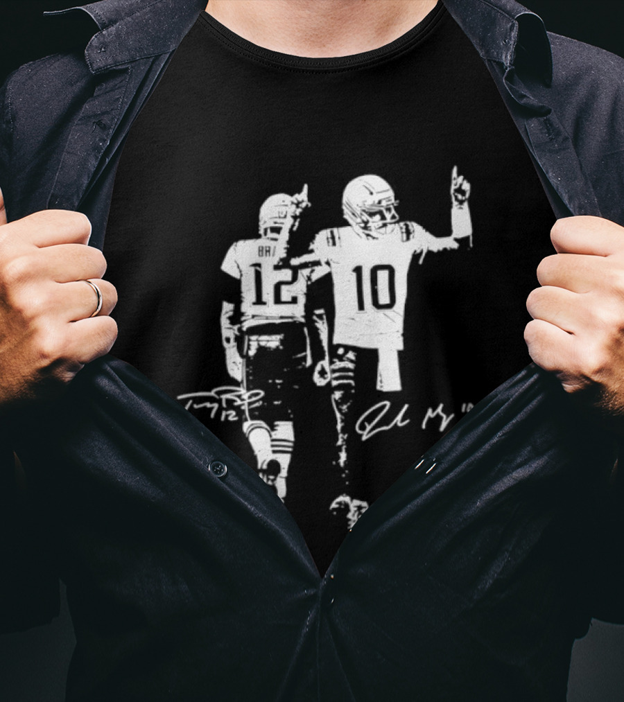 Tom Brady Drake Maye 12 10 New England Football Signatures T-Shirt