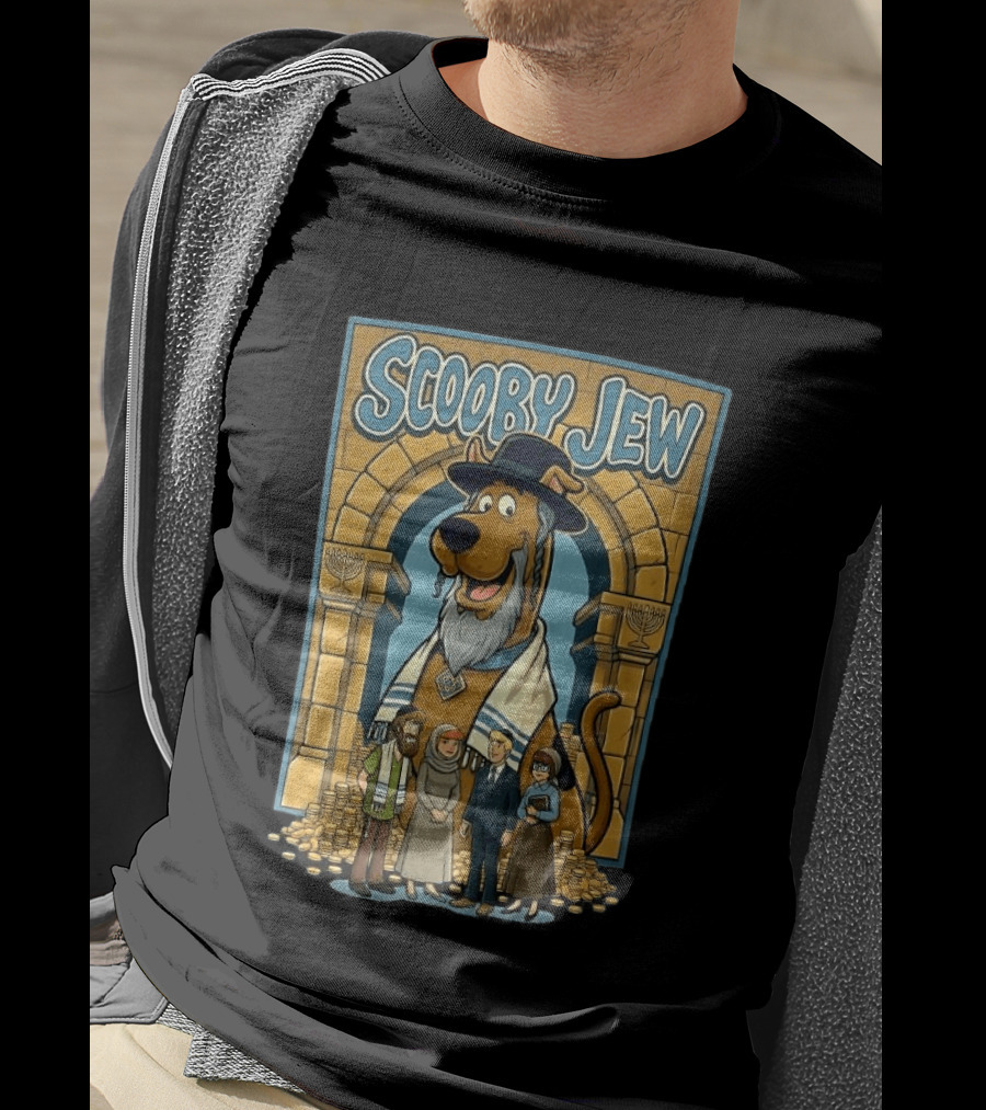 Scooby Jew Meme Cartoon Style With Rabbi Symbols And Characters T-Shirt