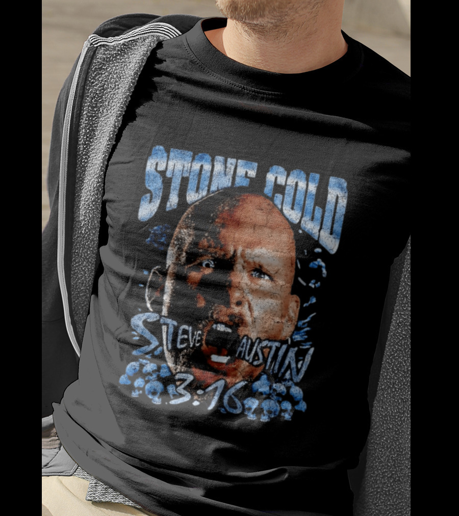 Stone Cold Steve Austin 3 16 Ice Blue Cracked Effect T-Shirt