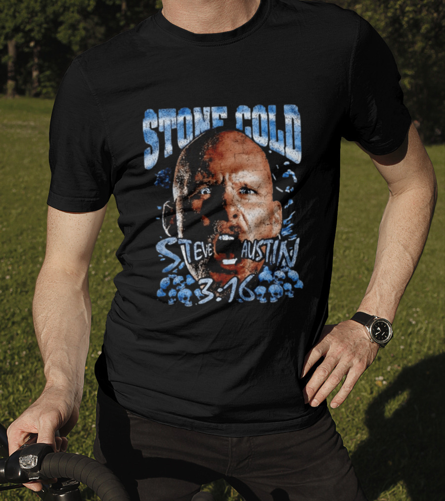 Stone Cold Steve Austin 3 16 Ice Blue Cracked Effect T-Shirt
