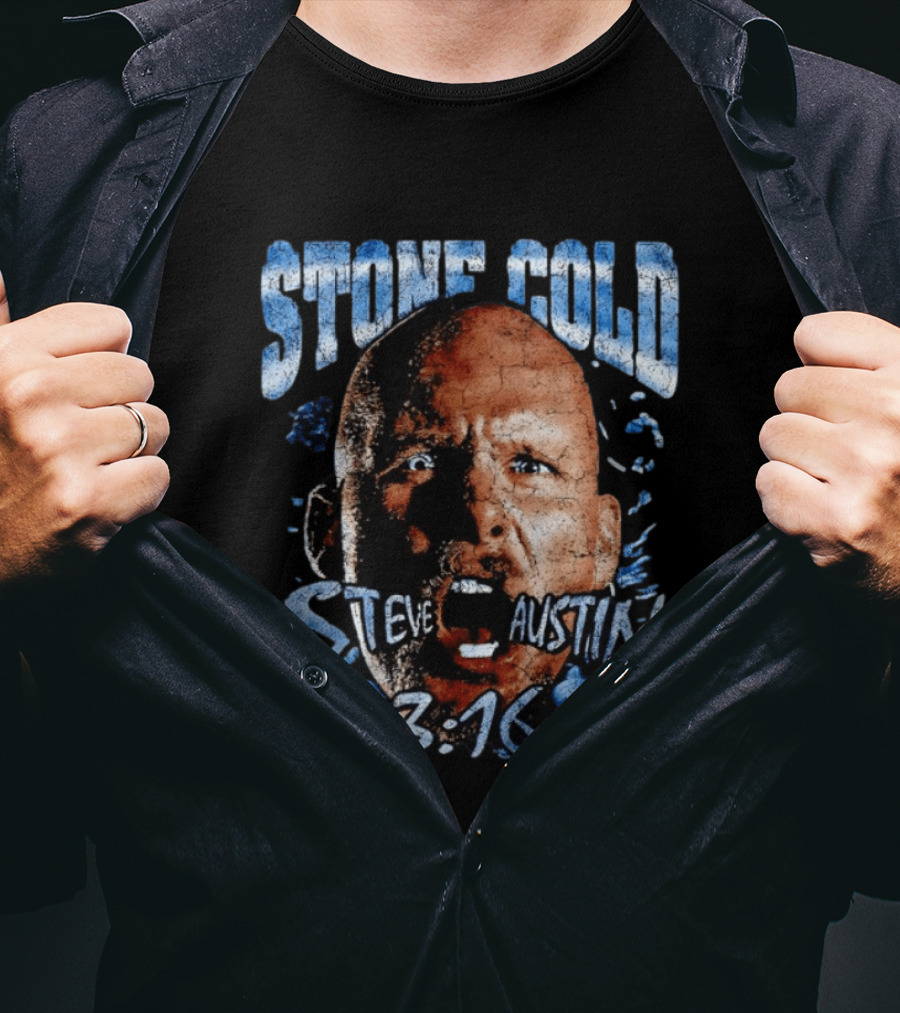 Stone Cold Steve Austin 3 16 Ice Blue Cracked Effect T-Shirt