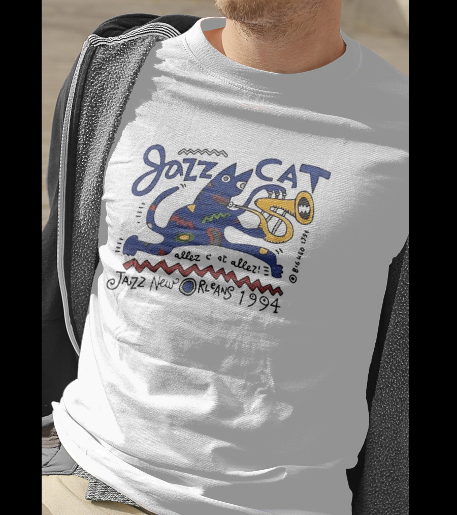 Jazz Cat Midnight Session Allez Cat New Orleans 1994 T-Shirt