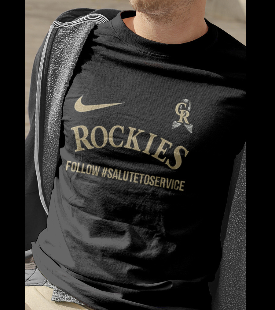 Nike Colorado Rockies Follow #SaluteToService Honor Empower Connect Military T-Shirt