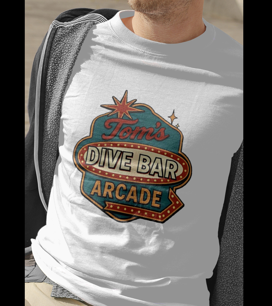 Tom's Dive Bar Arcade Retro Sign Neon T-Shirt