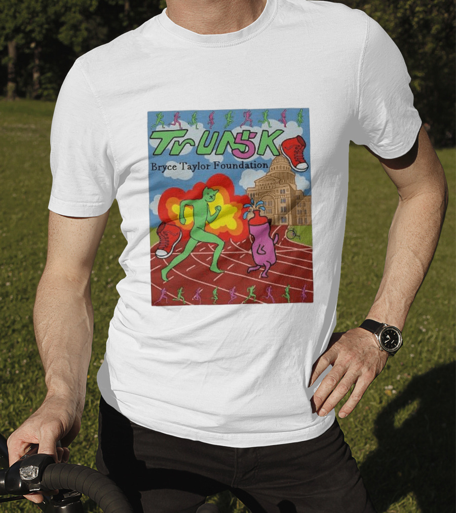 TrUNK 5k Bryce Taylor Foundation Colorful Cartoon Characters Racing T-Shirt