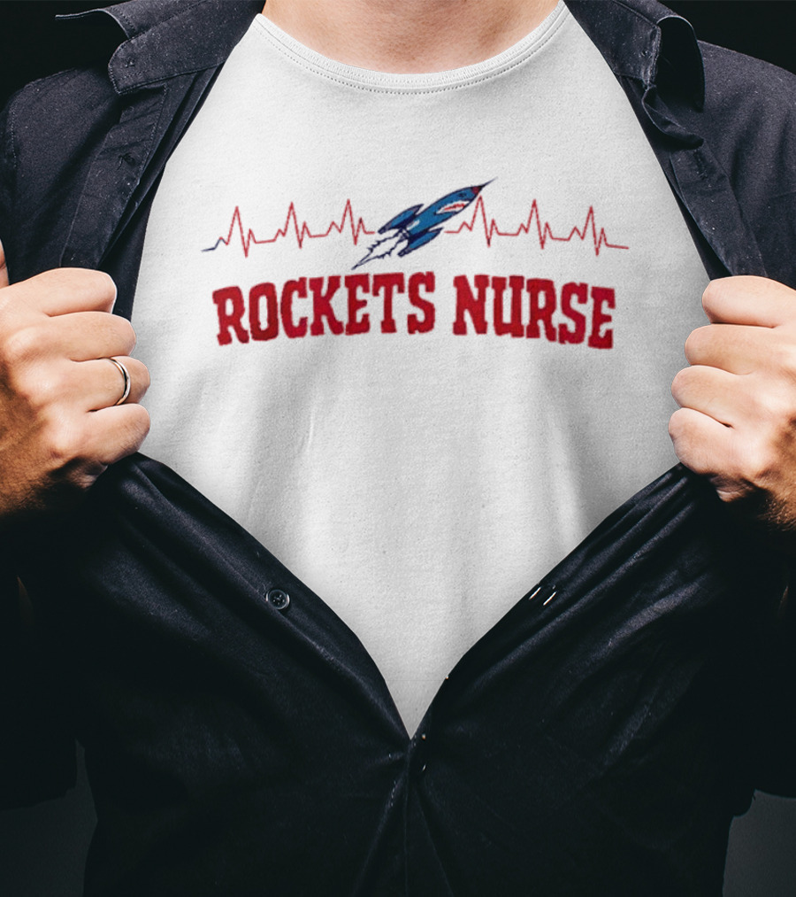 Houston Rockets Nurse Appreciation Month Heartbeat Rocket T-Shirt