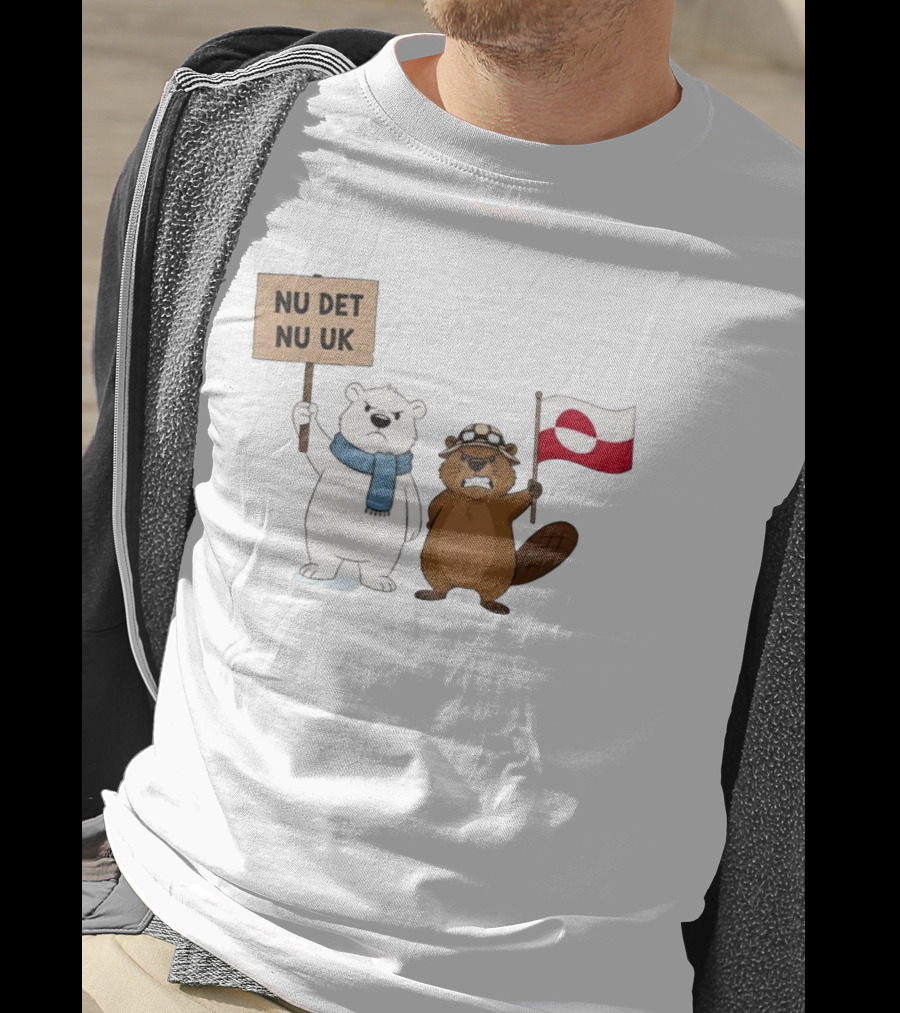 Nu Det Nuuk Greenland Is Not For Sale Polar Bear Beaver Flag T-Shirt