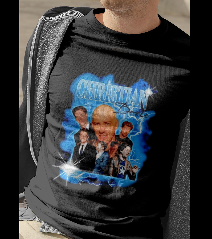 Christian Borle Lightning Bald Images Blue T-Shirt