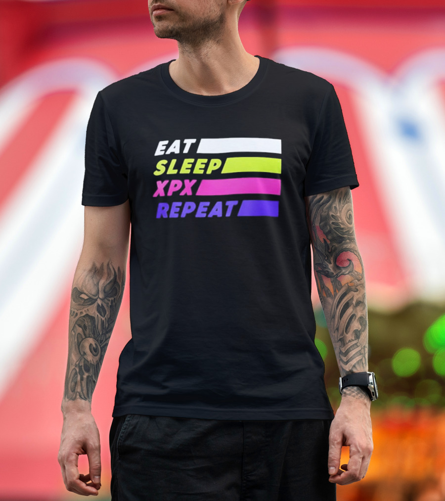 Eat Sleep XPX Repeat Lines Neon Text Blocks T-Shirt