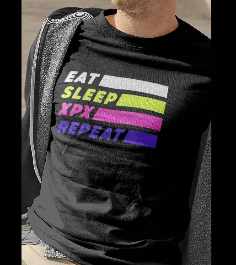 Eat Sleep XPX Repeat Lines Neon Text Blocks T-Shirt