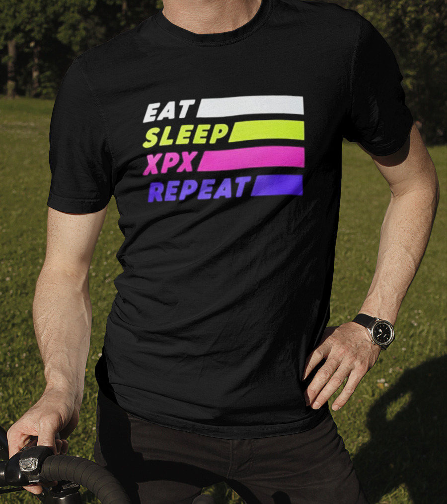 Eat Sleep XPX Repeat Lines Neon Text Blocks T-Shirt