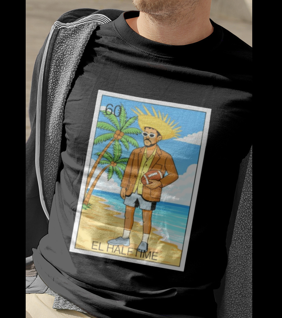 El Halftime Bad Bunny Loteria Card Beach T-Shirt
