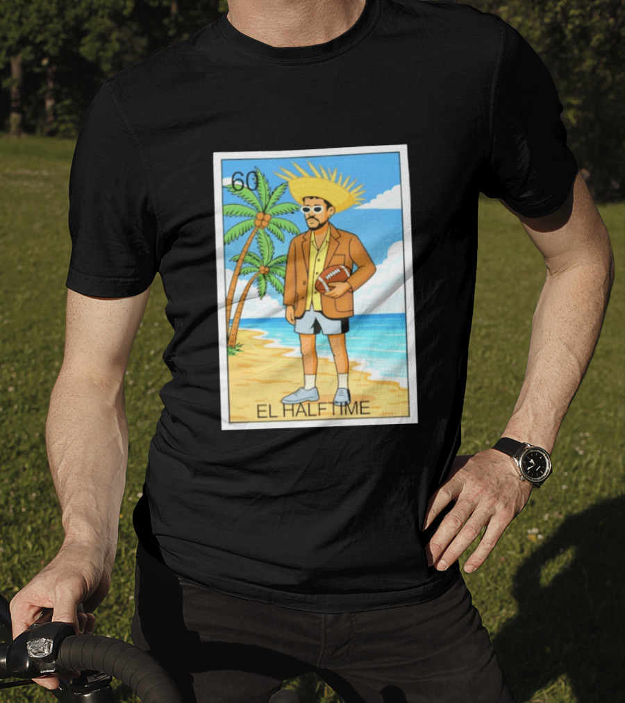 El Halftime Bad Bunny Loteria Card Beach T-Shirt