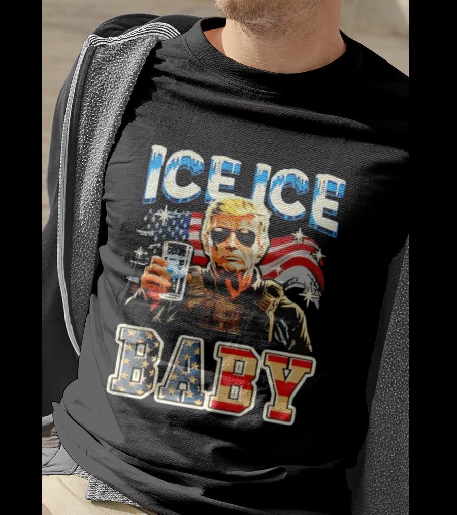 Ice Ice Baby Trump American Flag T-Shirt