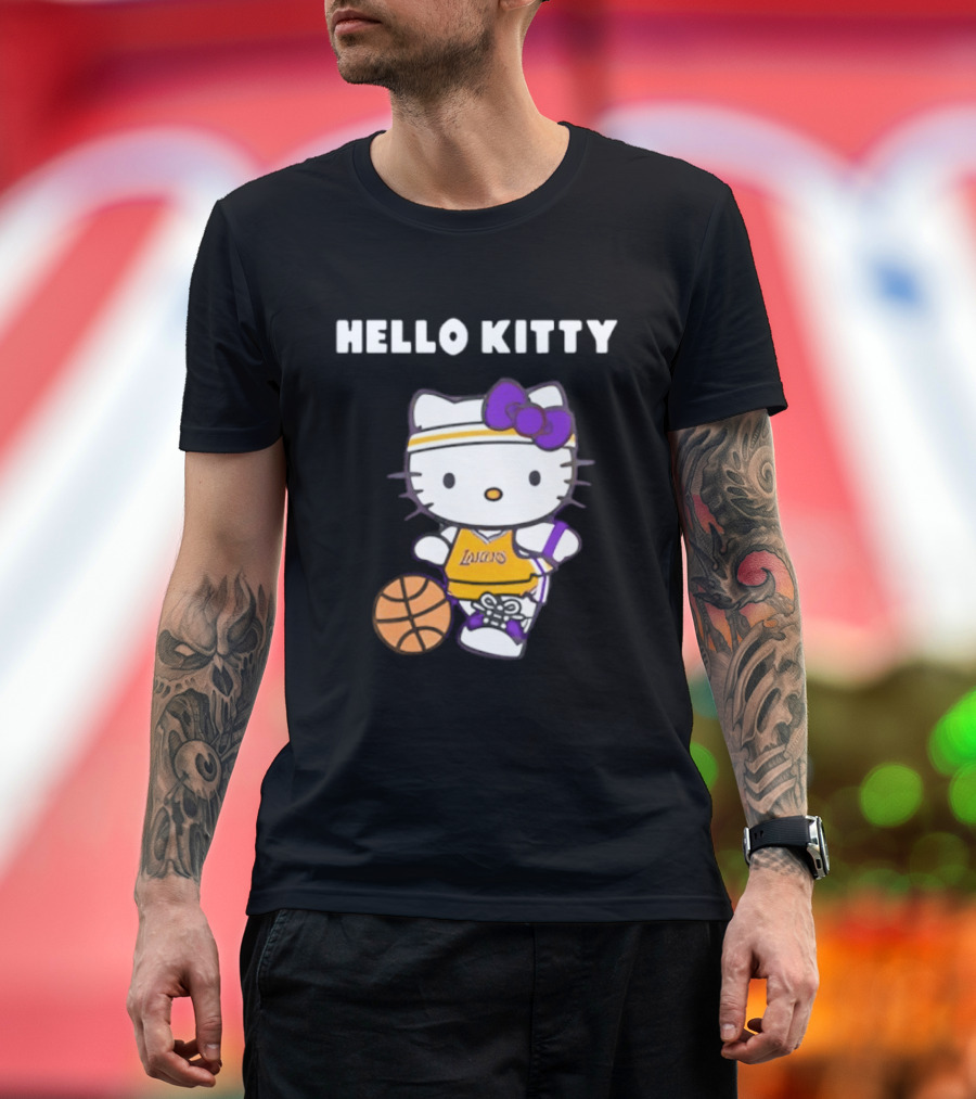 Los Angeles Lakers Hello Kitty Basketball Collaboration T-Shirt