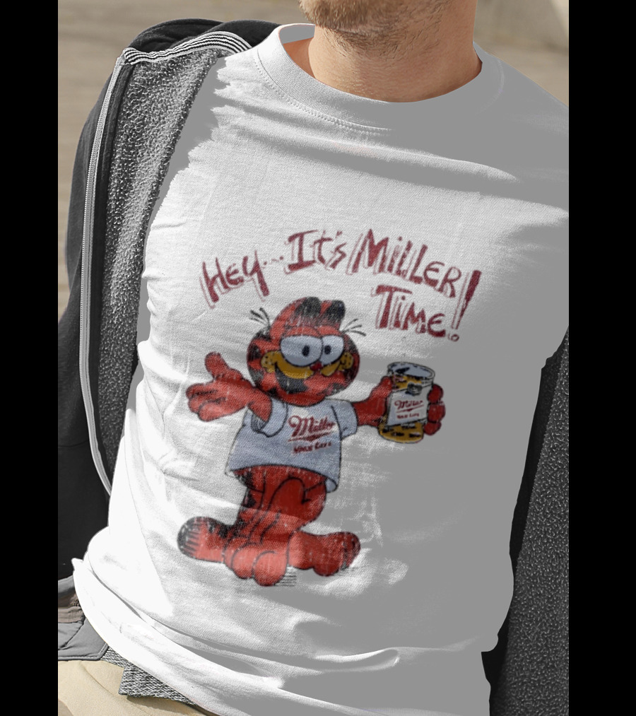 Hey It's Miller Time Garfield Comic T-Shirt