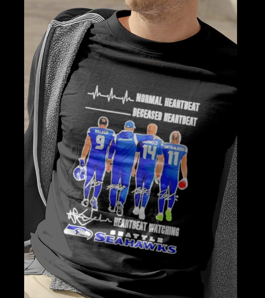 Seahawks Normal Heartbeat Deceased Heartbeat Walker Arnold Smith Njigba Signatures Seattle T-Shirt