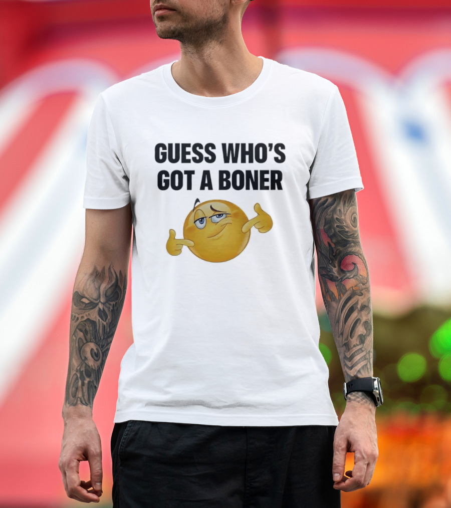 Guess Who's Got A Boner Emoji Pointing Hands T-Shirt