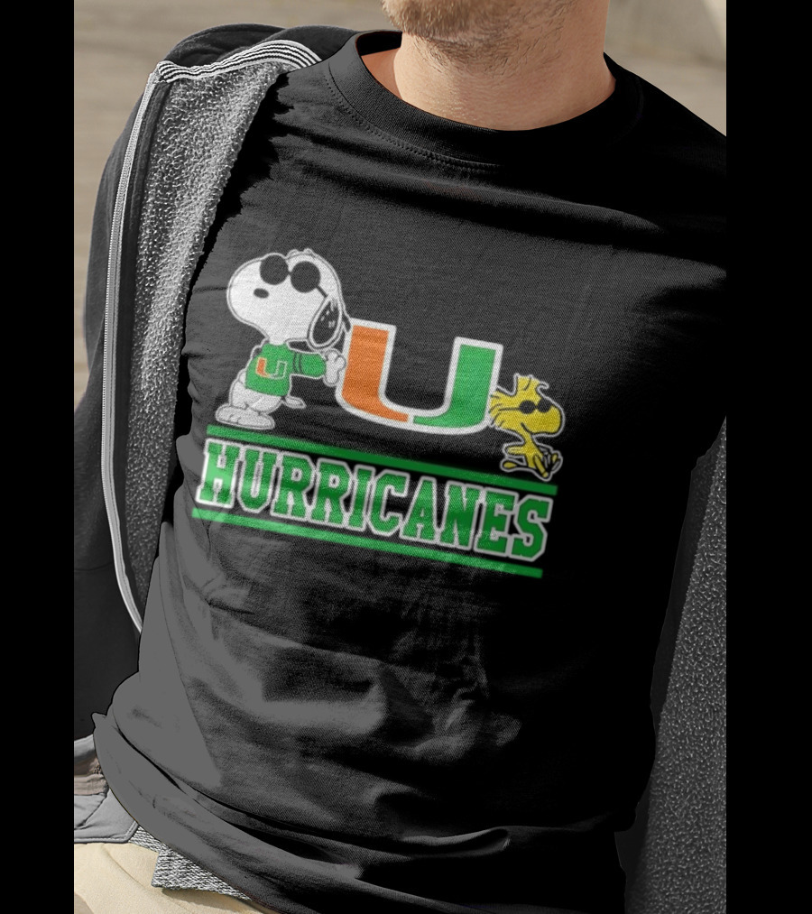 Snoopy Woodstock Miami Hurricanes U T-Shirt