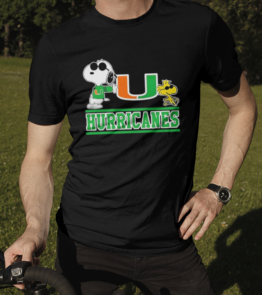 Snoopy Woodstock Miami Hurricanes U T-Shirt