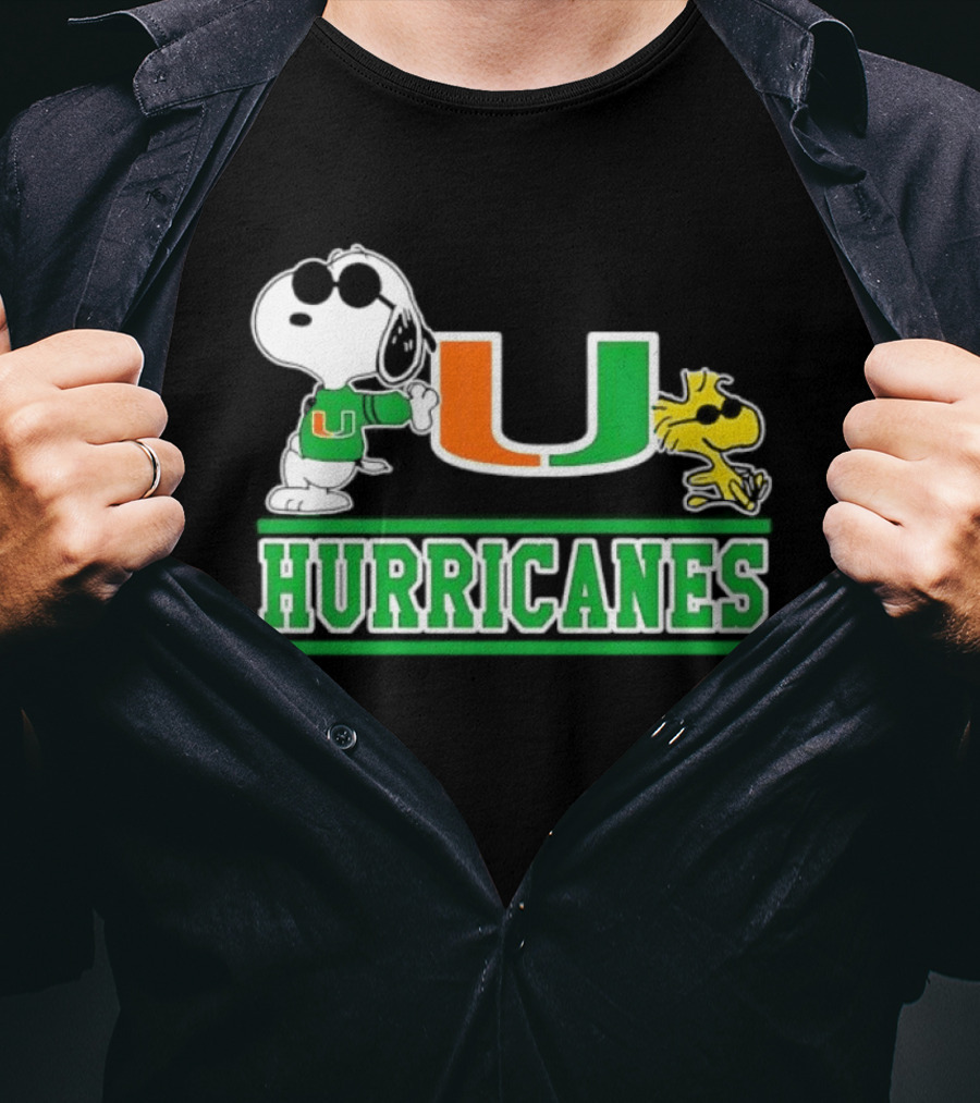 Snoopy Woodstock Miami Hurricanes U T-Shirt