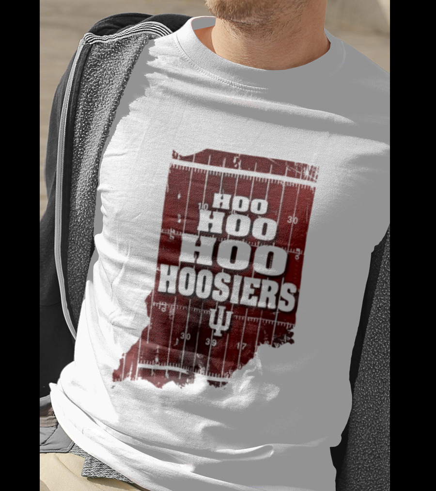 Indiana Map Hoo Hoo Hoo Hoosiers IU Block Letters T-Shirt