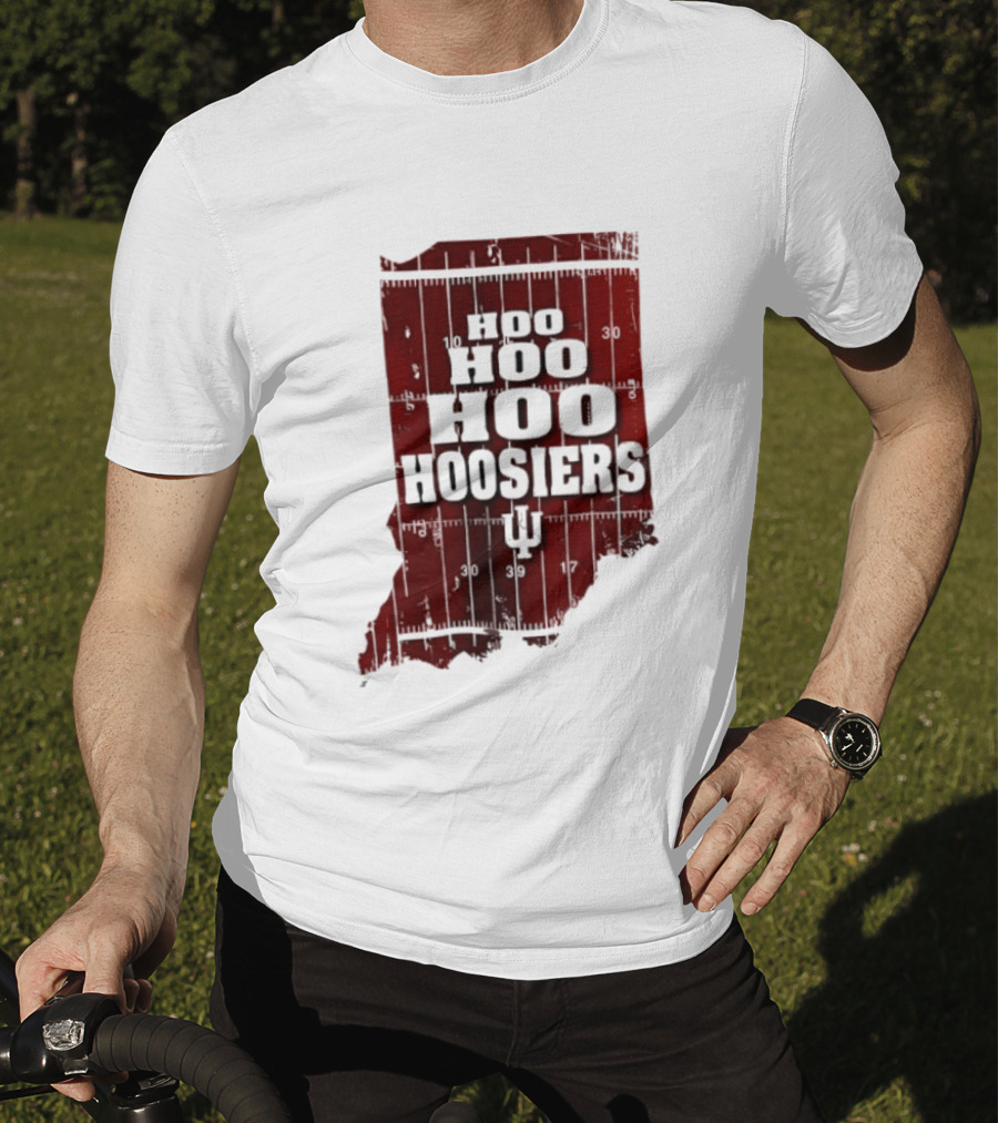 Indiana Map Hoo Hoo Hoo Hoosiers IU Block Letters T-Shirt