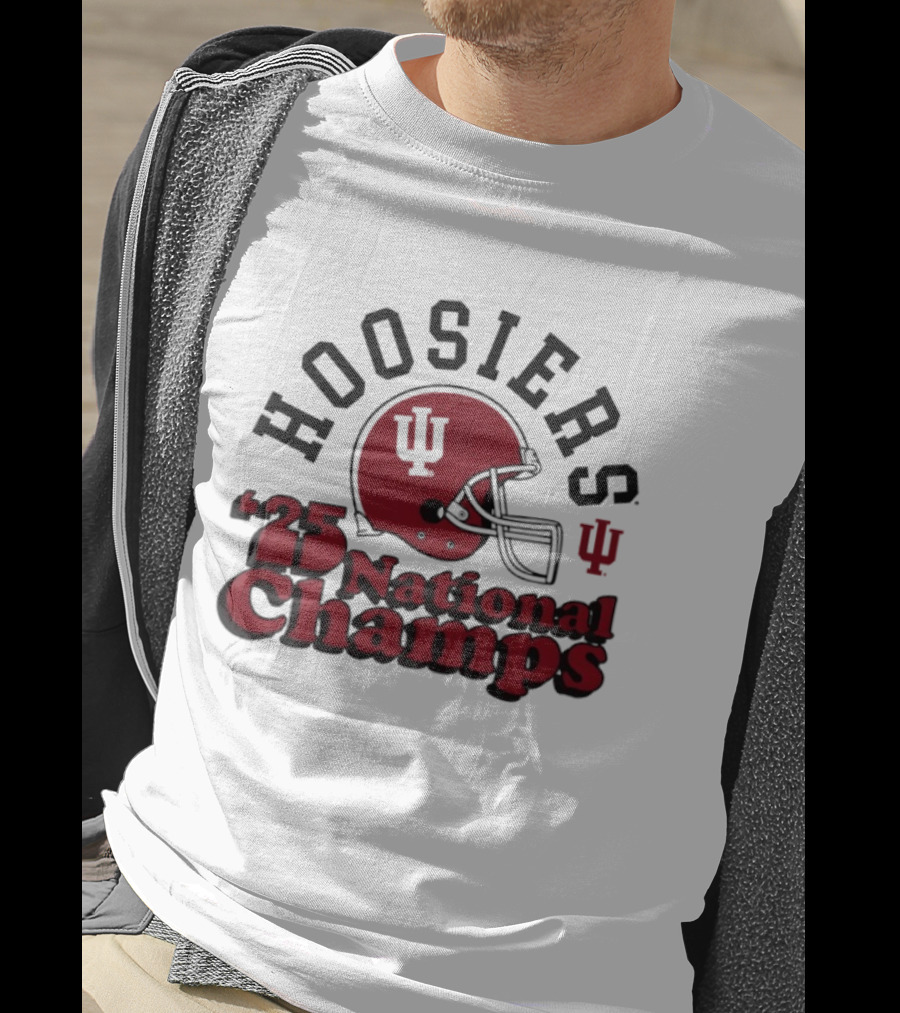 Hoosiers '25 National Champs Red Helmet T-Shirt