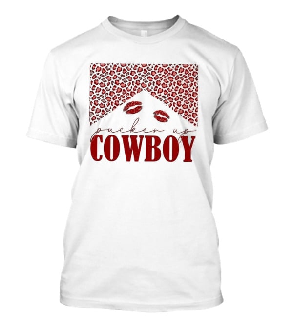 Pucker Up Cowboy Leopard Valentine's Day Lips T-Shirt
