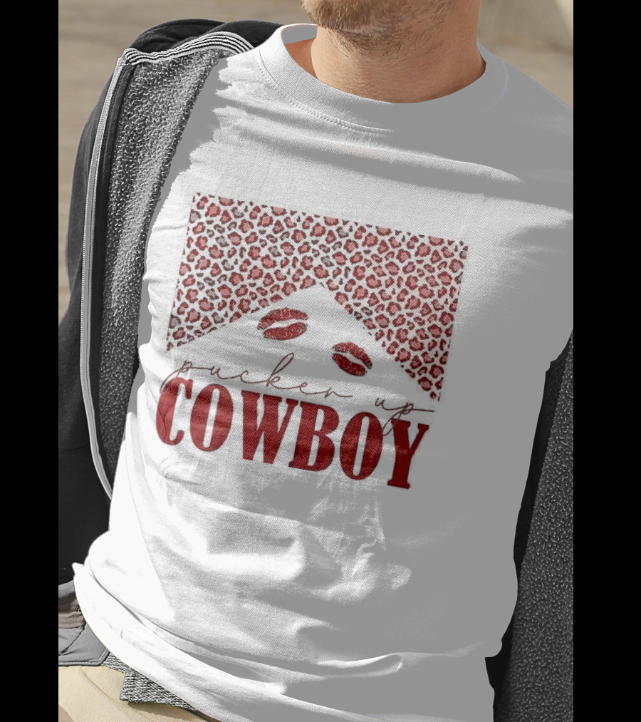 Pucker Up Cowboy Leopard Valentine's Day Lips T-Shirt