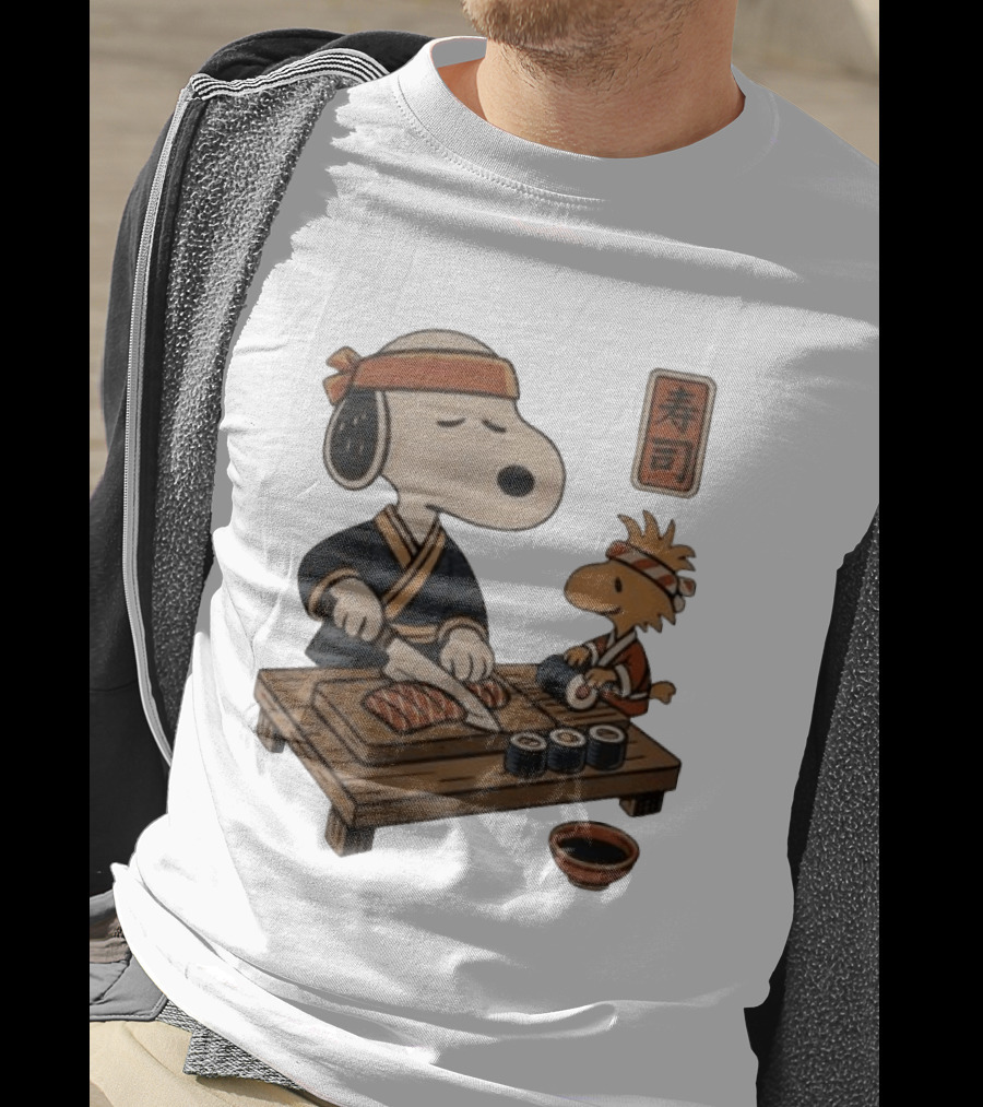 Snoopy Woodstock Sushi Chef Japan Food Sushi T-Shirt