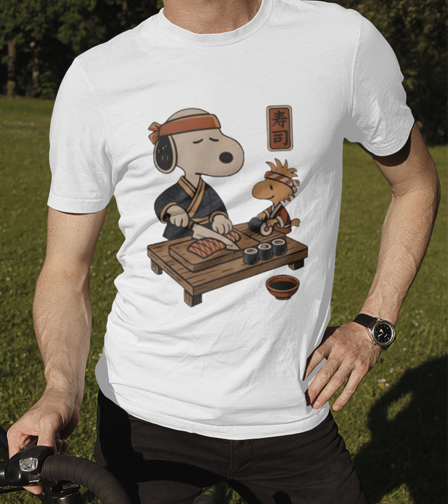 Snoopy Woodstock Sushi Chef Japan Food Sushi T-Shirt