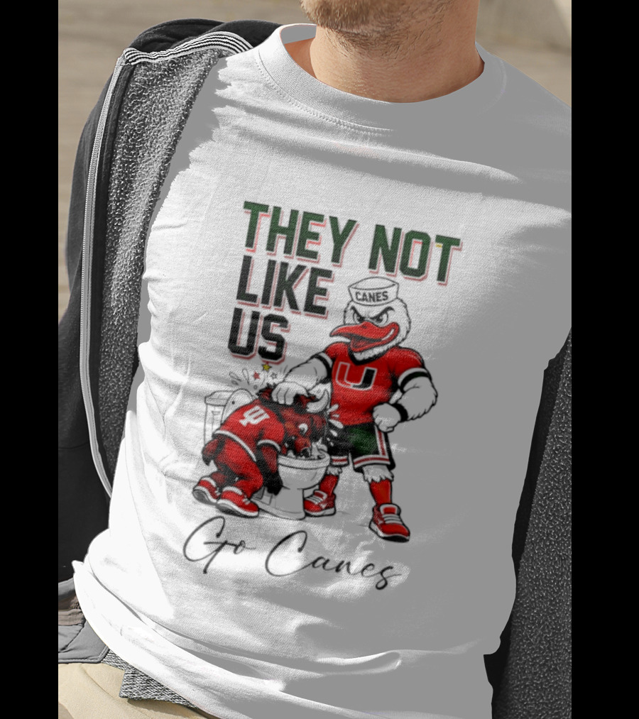 They Not Like Us Go Canes Miami Hurricanes Indiana Hoosiers Mascots T-Shirt