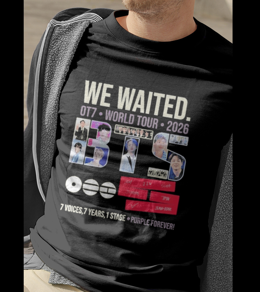 We Waited BTS OT7 World Tour 2026 7 Voices 7 Years 1 Stage Purple Forever T-Shirt
