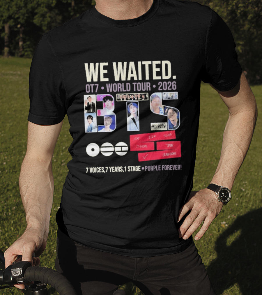 We Waited BTS OT7 World Tour 2026 7 Voices 7 Years 1 Stage Purple Forever T-Shirt