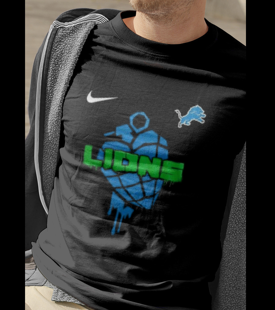 Nike Detroit Lions Football Skull Green Day T-Shirt