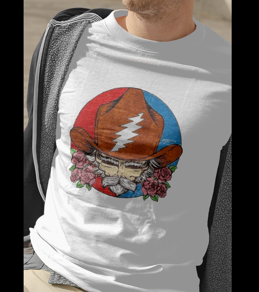 Bob Weir Cowboy Hat Grateful Dead Stealie Roses T-Shirt