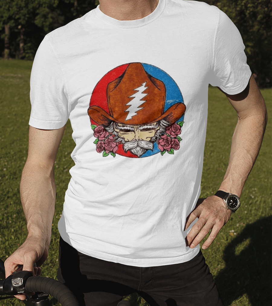 Bob Weir Cowboy Hat Grateful Dead Stealie Roses T-Shirt