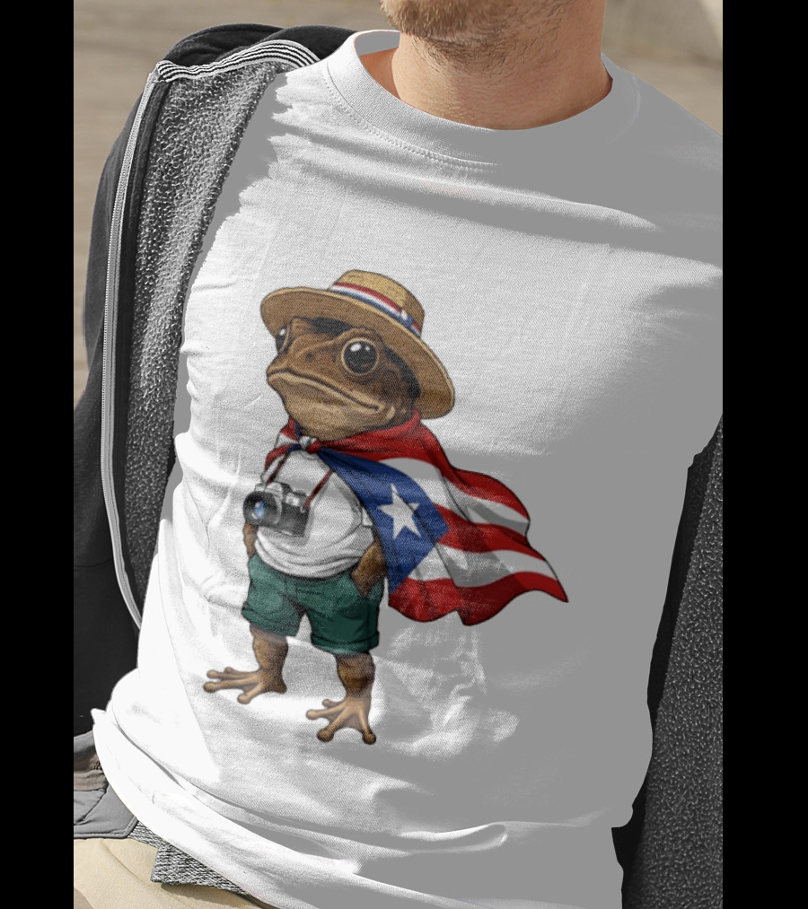 Coqui Frog With Puerto Rico Flag In Puerto Rican Taino T-Shirt