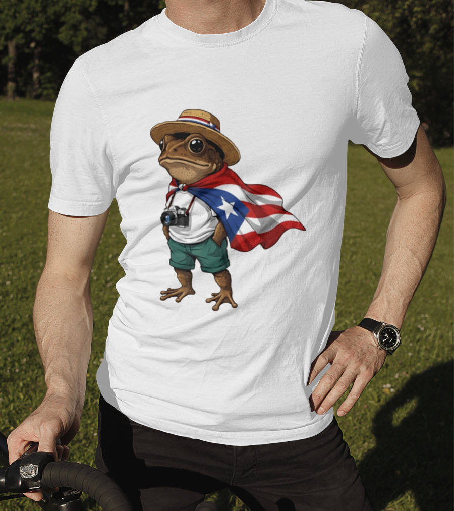 Coqui Frog With Puerto Rico Flag In Puerto Rican Taino T-Shirt
