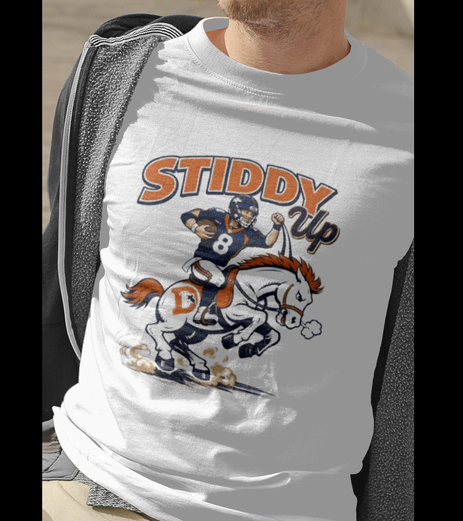 Jarrett Stidham Denver Broncos Stiddy Up Horseback Touchdown T-Shirt