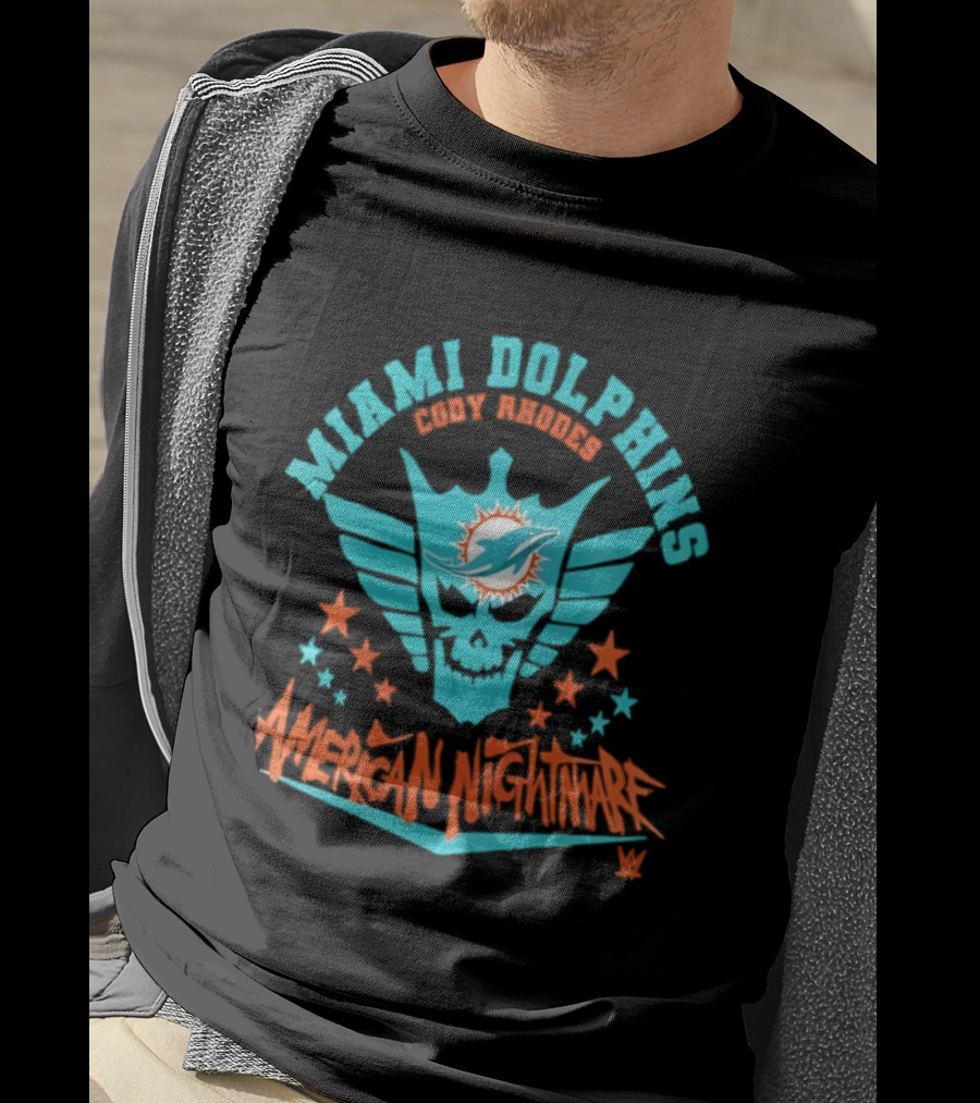 Miami Dolphins Cody Rhodes American Nightmare Stars Wings NFL Football T-Shirt