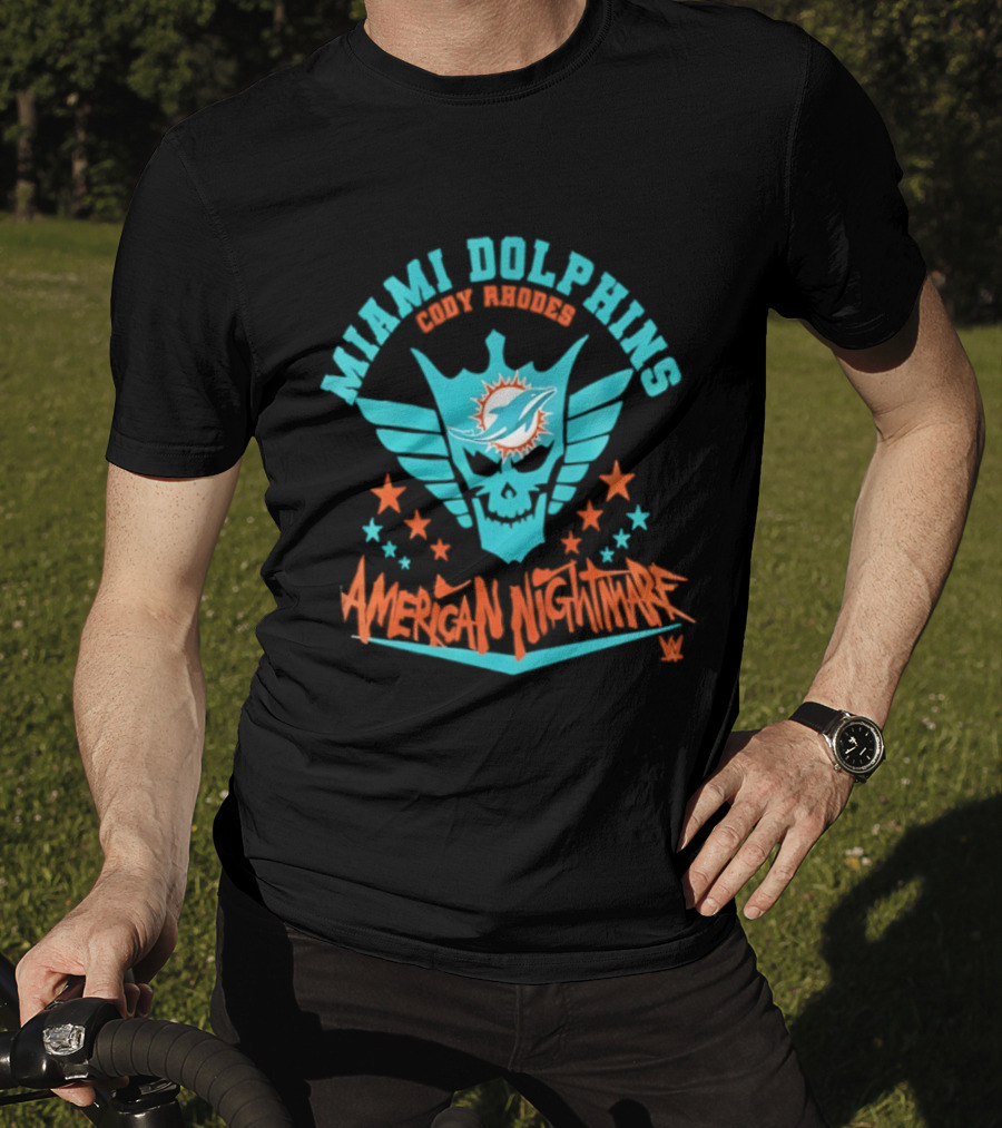 Miami Dolphins Cody Rhodes American Nightmare Stars Wings NFL Football T-Shirt