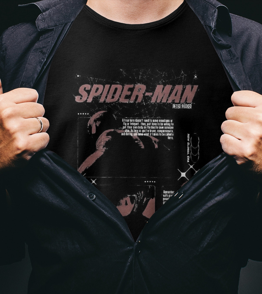 Spider Man Peter Parker Remember With Great Power Comes Great Responsibility Comic Strip T-Shirt