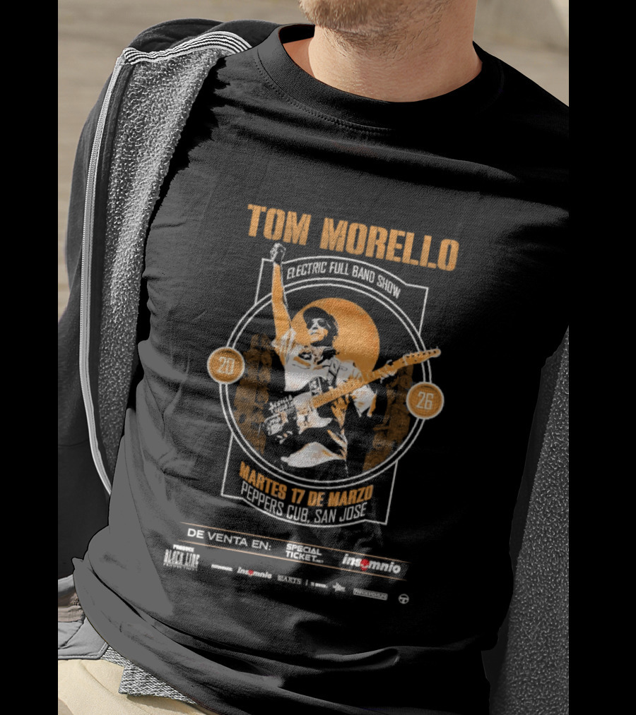 Tom Morello Electric Full Band Show Latin American Tour 2026 Peppers Club San Jose March 17 T-Shirt