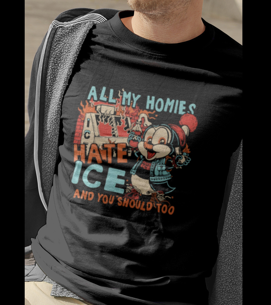 ALL MY HOMIES HATE ICE AND YOU SHOULD TOO Cartoon Character Winter Hat T-Shirt