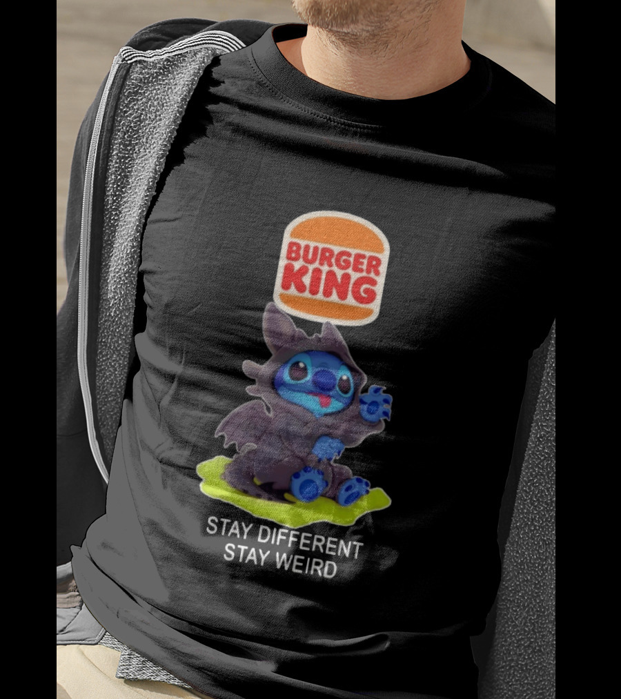 Burger King X Toothless Stitch Collaboration Stay Different Stay Weird T-Shirt